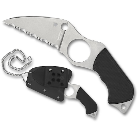 Spyderco 2024 Spyderco, Reveal V5, Swick 6, Serrated Edge, Coarse Black G-10 Handles SPY-FB14S6